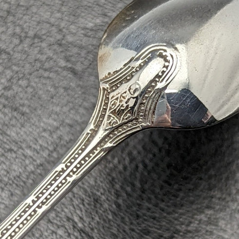 1887 British antique sterling silver teaspoon set of 12 and tongs